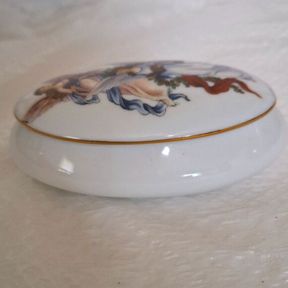 A Reutter Porzellan Trinket Box Germany Angel Motif Keepsake Collectible Gift - Picture 8 of 9
